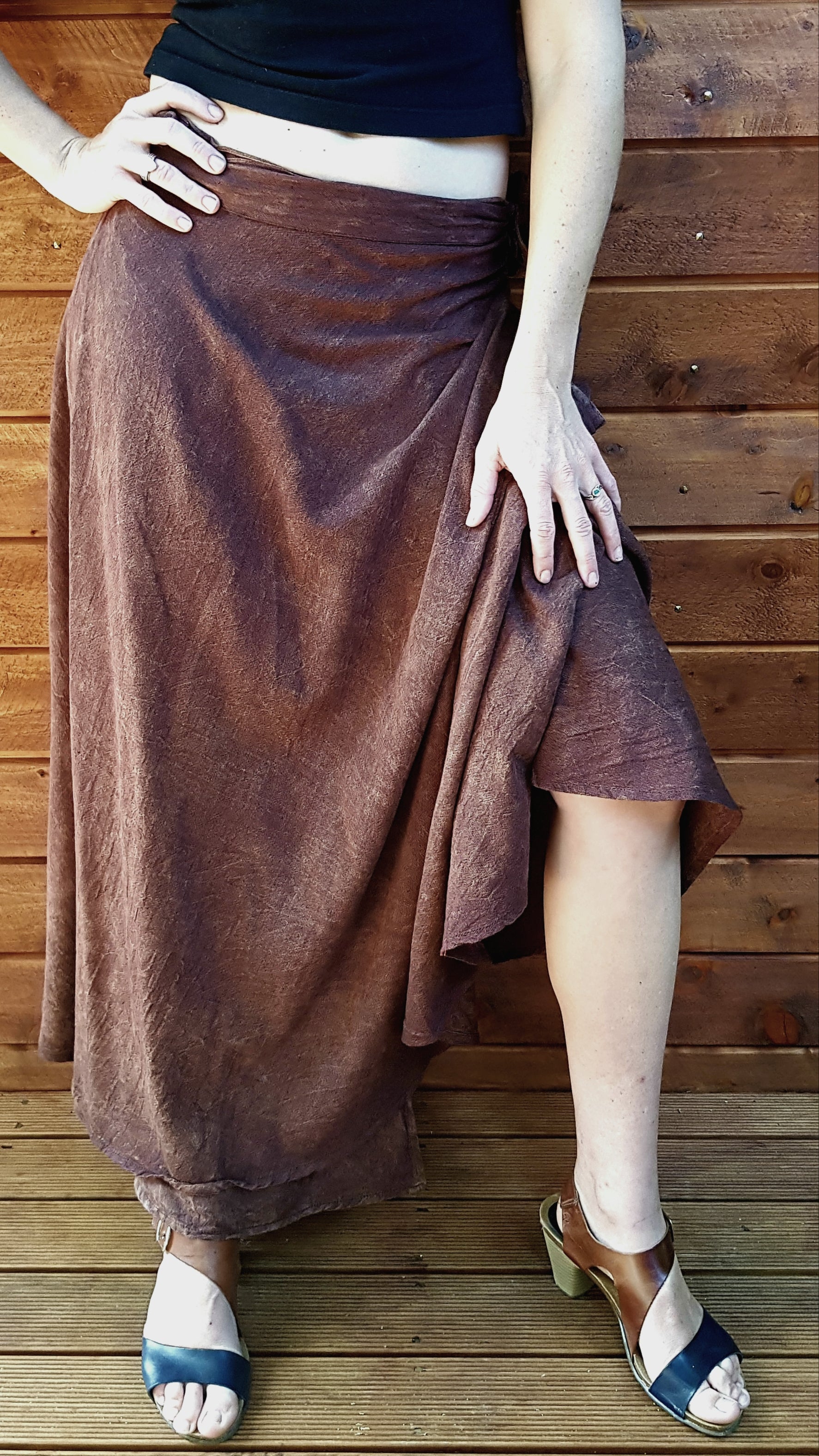 Wrap around skirt (stonewash brown)